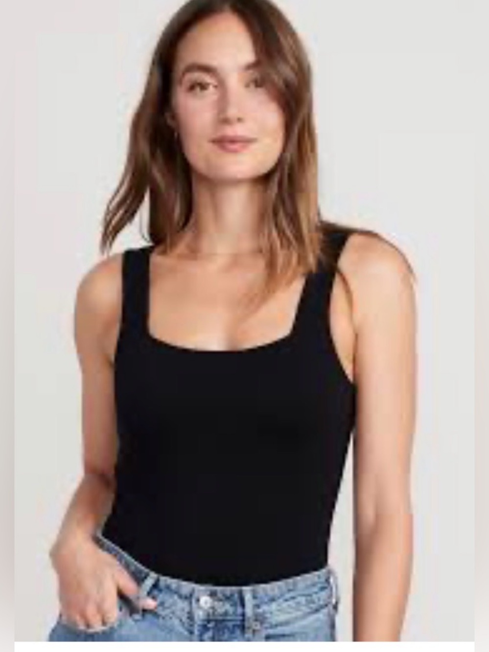 Old Navy Black Square Neck Ribbed Bodysuit